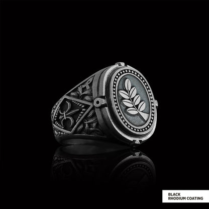 Acacia Silver Masonic Ring, Mason Ring, Master Mason Signet Ring, Custom Masonic Ring by SWISS PLUS - Mason Collection - view