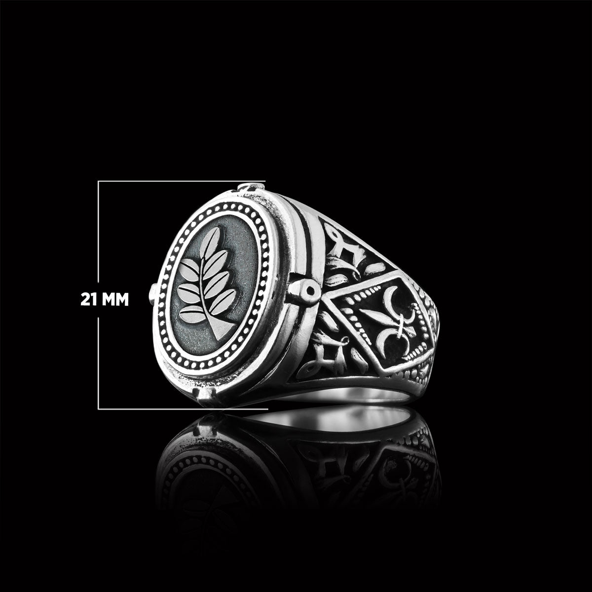 Acacia Silver Masonic Ring, Mason Ring, Master Mason Signet Ring, Custom Masonic Ring - view 6