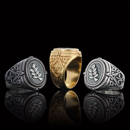Acacia Silver Masonic Ring, Mason Ring, Master Mason Signet Ring, Custom Masonic Ring by SWISS PLUS - Mason Collection - view