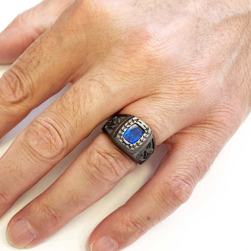 Acacia with Stone Masonic Ring, Master Mason Ring - view 6