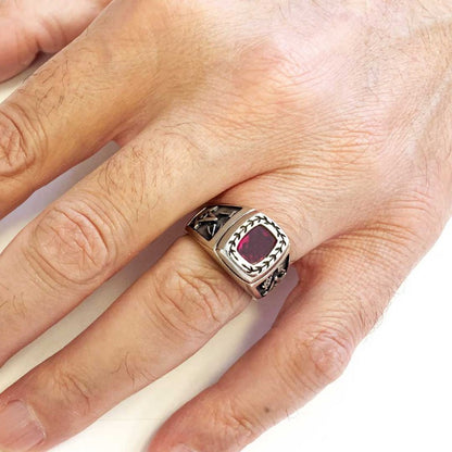 Acacia with Stone Masonic Ring, Master Mason Ring by SWISS PLUS - Mason Collection - view 7