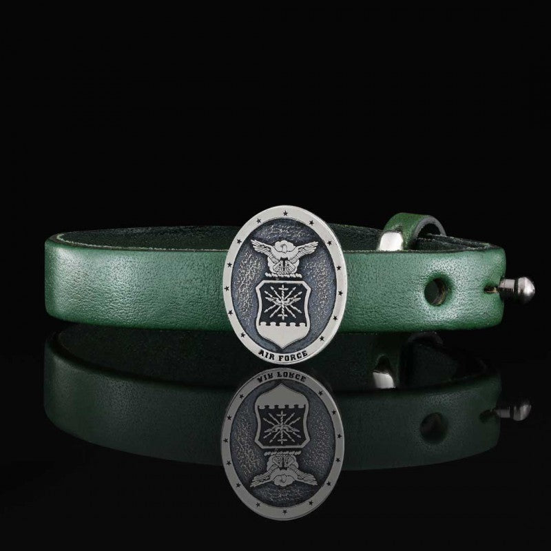 Custom Oval us Air Force Leather Bracelet