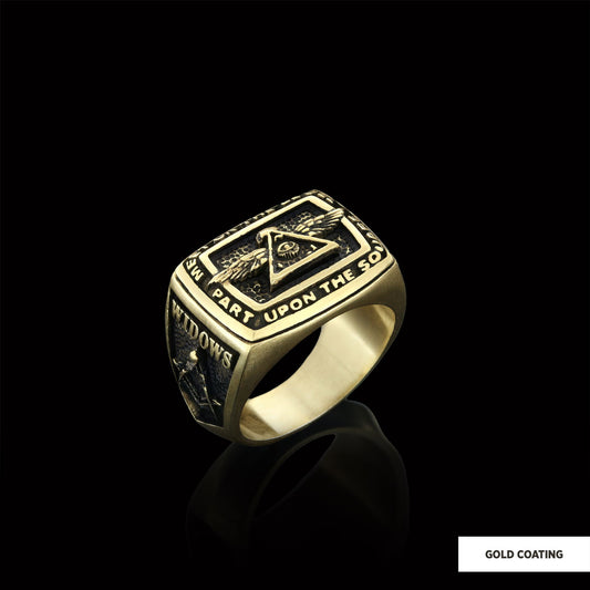 All Seeing Eye Ring, Signet Mason Ring, Mason Jewelry by SWISS PLUS - Mason Collection - view 2