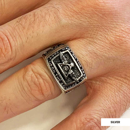 All Seeing Eye Ring, Signet Mason Ring, Mason Jewelry by SWISS PLUS - Mason Collection - view 5