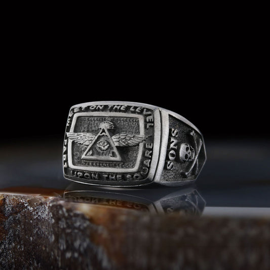 All Seeing Eye Ring, Signet Mason Ring, Mason Jewelry - view 1