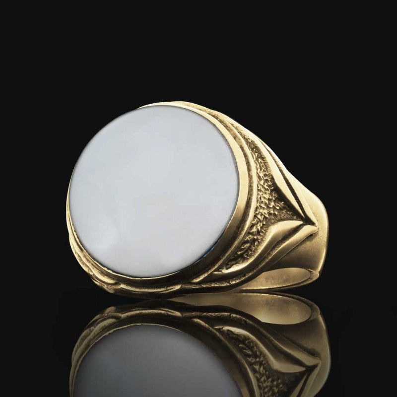 Amber Stone Silver Men Ring - view 3
