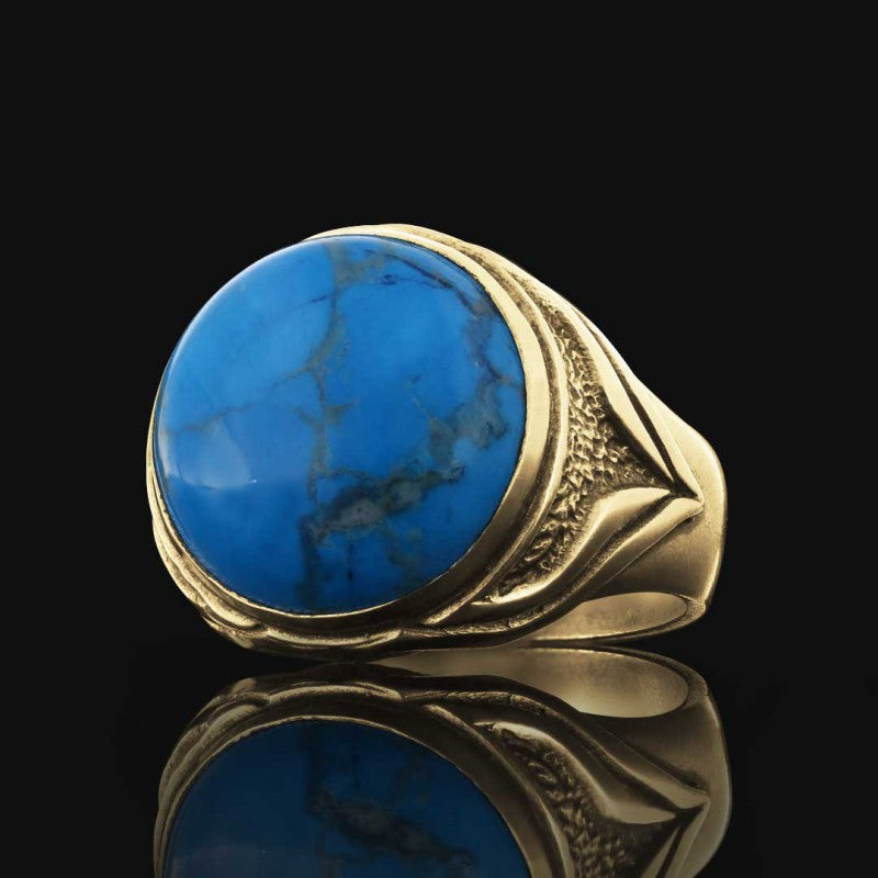 Amber Stone Silver Men Ring - view 5
