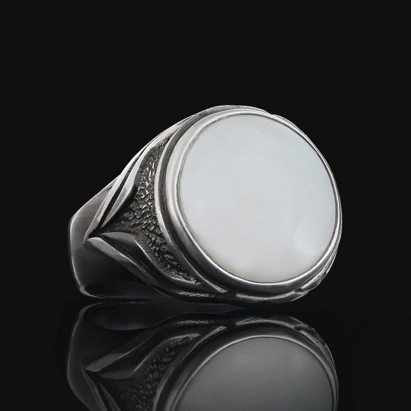 Amber Stone Silver Men Ring - view 6