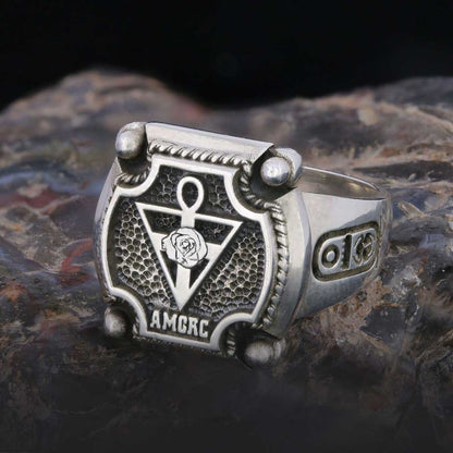 Amorc Jewelry, Spiritual Emblem of the AMORC Ring, Special Design Rose Crucis Silver Ring by SWISS PLUS - Rosae Crucis Collec