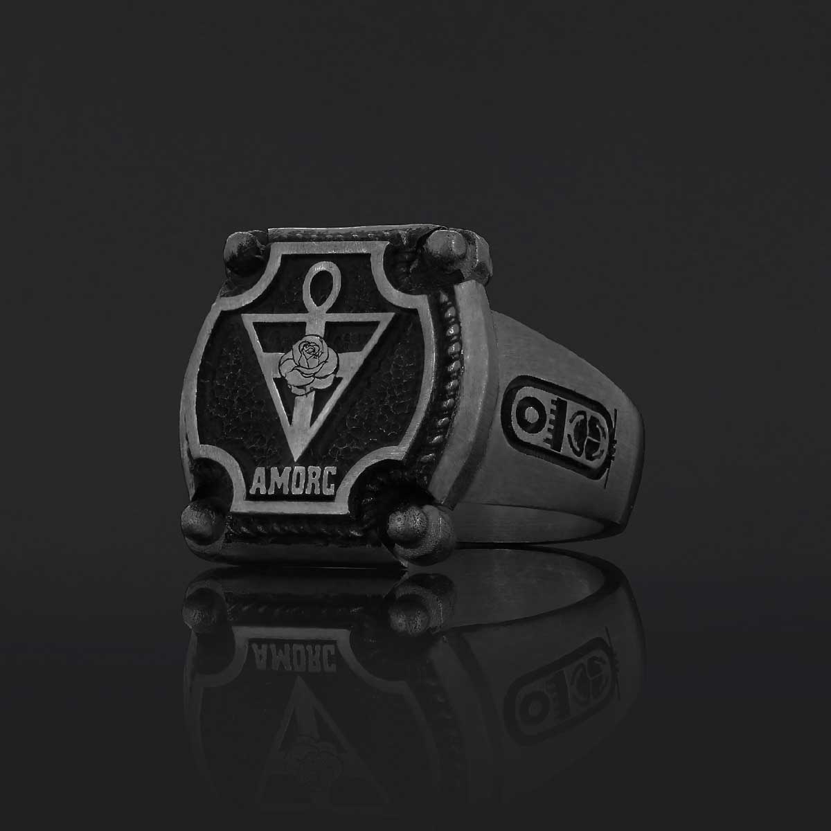 Amorc Jewelry, Spiritual Emblem of the AMORC Ring, Special Design Rose Crucis Silver Ring - view 3
