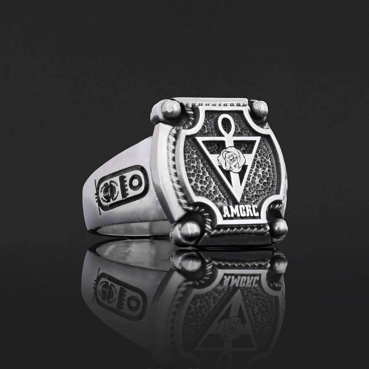 Amorc Jewelry, Spiritual Emblem of the AMORC Ring, Special Design Rose Crucis Silver Ring - view 4