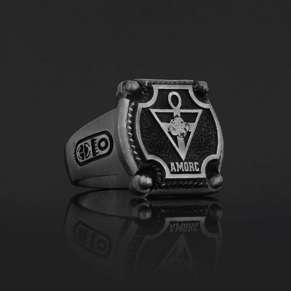 Amorc Jewelry, Spiritual Emblem of the AMORC Ring, Special Design Rose Crucis Silver Ring - view 6