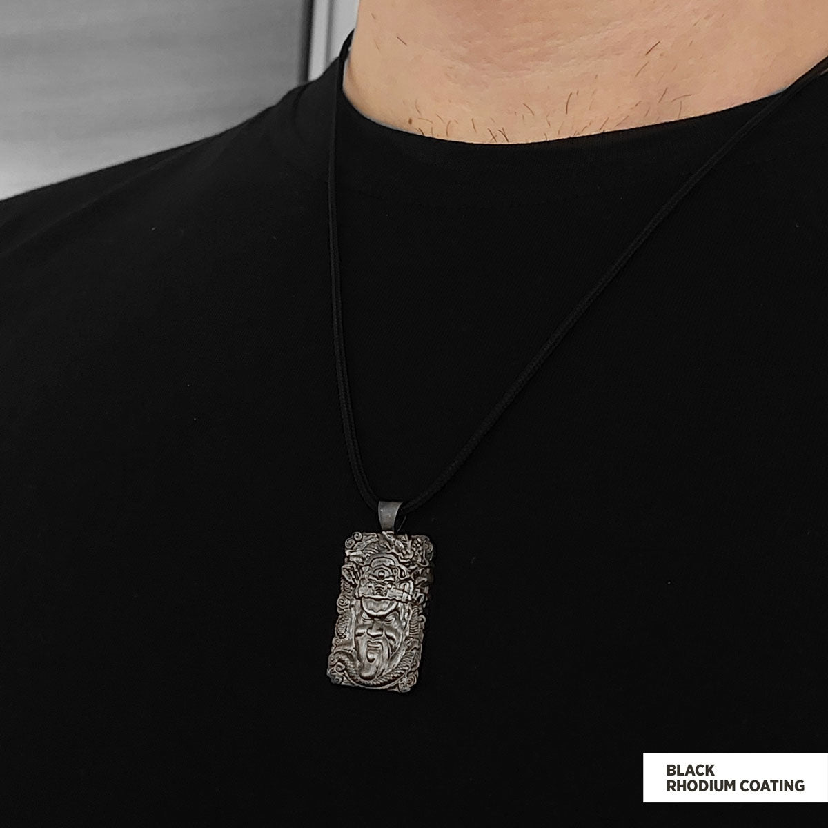 Ancient Warrior Pendant Black Rhodium Coating by SWISS PLUS - Unique Pendants & Cool Design Necklaces - view 2