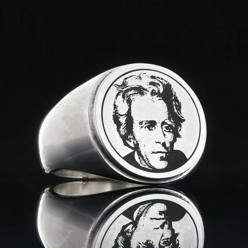 Andrew Jackson Photo Round Silver Ring by SWISS PLUS - Photo Collection - view 2