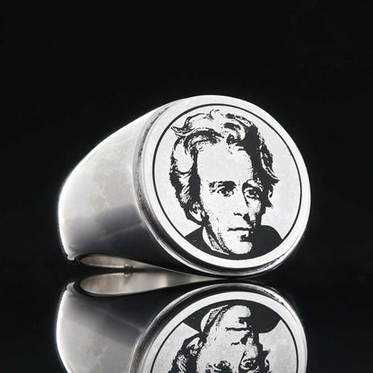 Andrew Jackson Photo Round Silver Ring by SWISS PLUS - Photo Collection - view 2