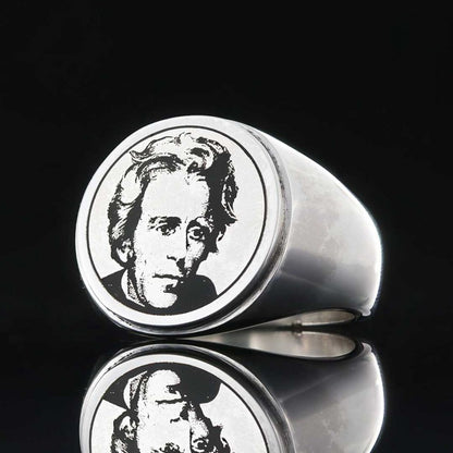 Andrew Jackson Photo Round Silver Ring by SWISS PLUS - Photo Collection - view 3
