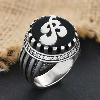 Angora Men Ring With Onyx Stone by SWISS PLUS - Unique Design Rings