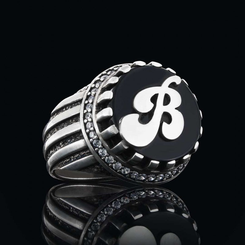 Angora Men Ring With Onyx Stone by SWISS PLUS - Unique Design Rings - view 2