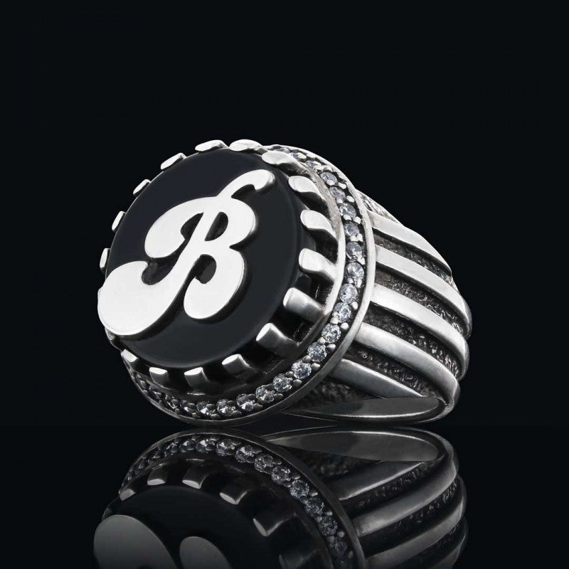 Angora Men Ring With Onyx Stone by SWISS PLUS - Unique Design Rings - view 3