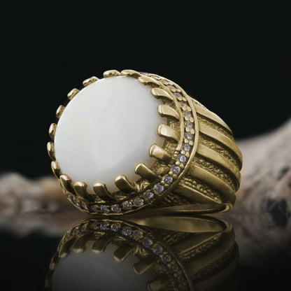Angora Pearl Stone Ring Sterling Silver 925 Sterling by SWISS PLUS - Unique Design Rings