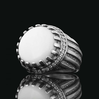 Angora Pearl Stone Ring Sterling Silver 925 Sterling by SWISS PLUS - Unique Design Rings - view 2