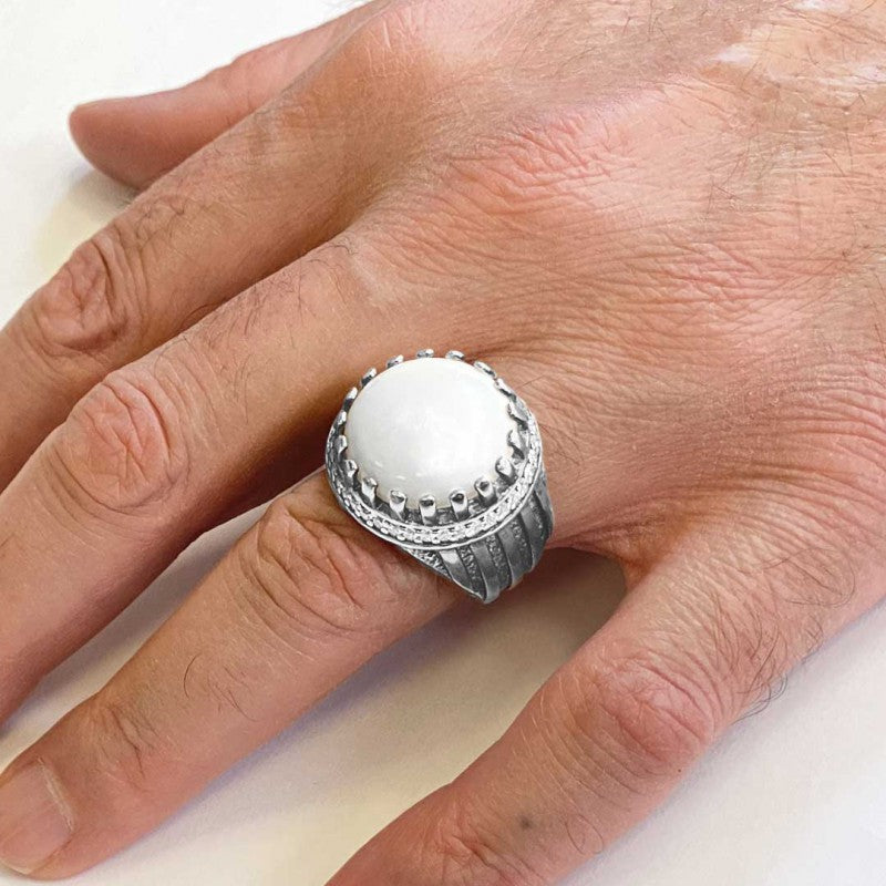 Angora Pearl Stone Ring Sterling Silver 925 Sterling by SWISS PLUS - Unique Design Rings - view 3