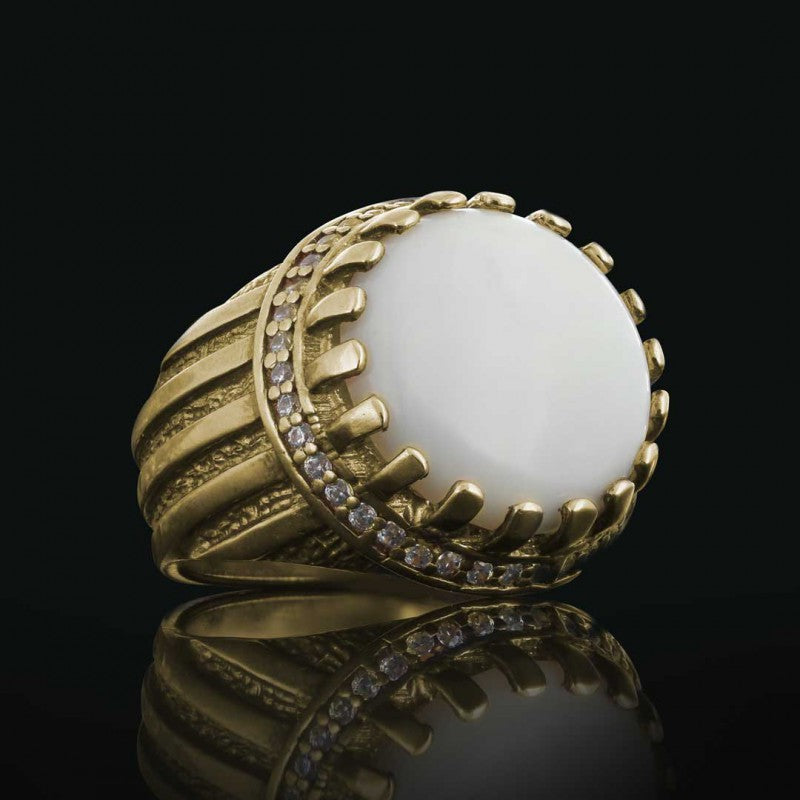 Angora Pearl Stone Ring Sterling Silver 925 Sterling by SWISS PLUS - Unique Design Rings - view 4