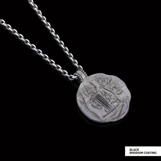 Antique Money Pendant Black Rhodium Coating-Chain