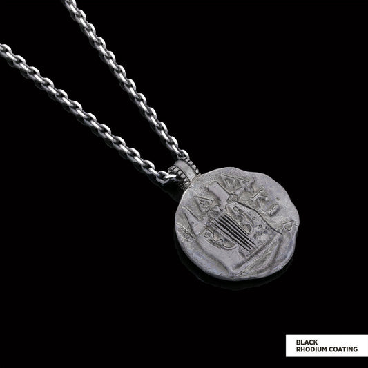 Antique Money Pendant Black Rhodium Coating-Chain