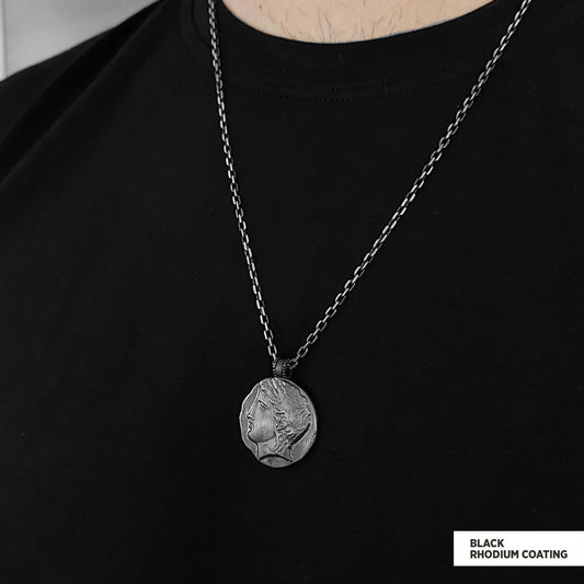 Antique Money Pendant Black Rhodium Coating-Chain