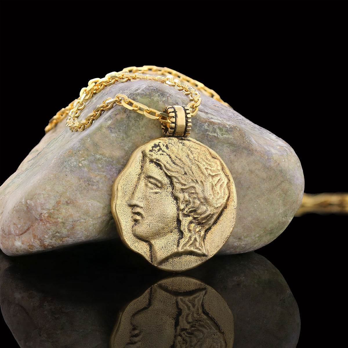 Antique Money Pendant Gold Coating-Chain