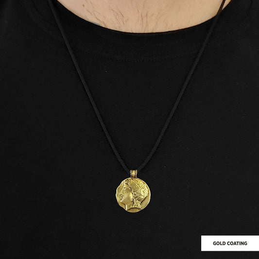 Antique Money Pendant Gold Coating-Cord