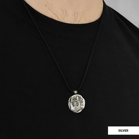 Antique Money Pendant Silver-Cord