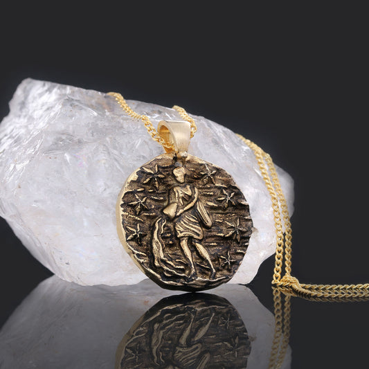 Aquarius Pendant, Unique Zodiac Jewelry, Sterling Silver Astrology Necklace, Water Bearer Charm, Gift for Aquarius - view 1