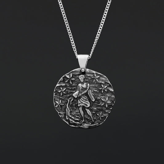 Aquarius Pendant, Unique Zodiac Jewelry, Sterling Silver Astrology Necklace, Water Bearer Charm, Gift for Aquarius