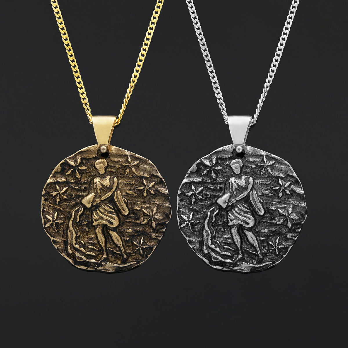 Aquarius Pendant, Unique Zodiac Jewelry, Sterling Silver Astrology Necklace, Water Bearer Charm, Gift for Aquarius