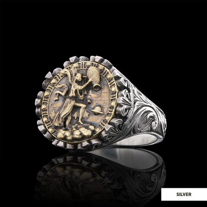 Aquarius Sign Ring, 925 Sterling Silver Aquarius Sign Ring by SWISS PLUS - Zodiac Collection - view 2