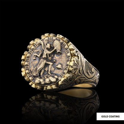 Aquarius Sign Ring, 925 Sterling Silver Aquarius Sign Ring by SWISS PLUS - Zodiac Collection - view 3