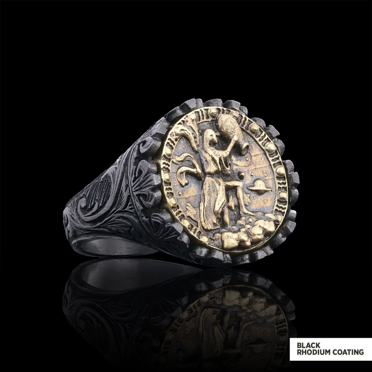 Aquarius Sign Ring, 925 Sterling Silver Aquarius Sign Ring by SWISS PLUS - Zodiac Collection - view 4