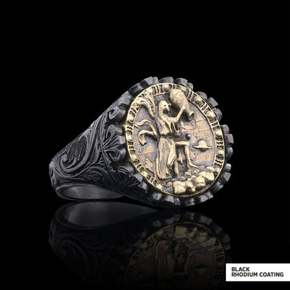 Aquarius Sign Ring, 925 Sterling Silver Aquarius Sign Ring by SWISS PLUS - Zodiac Collection - view 4