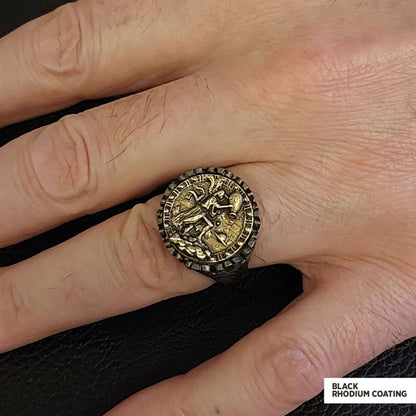 Aquarius Sign Ring, 925 Sterling Silver Aquarius Sign Ring by SWISS PLUS - Zodiac Collection - view 5