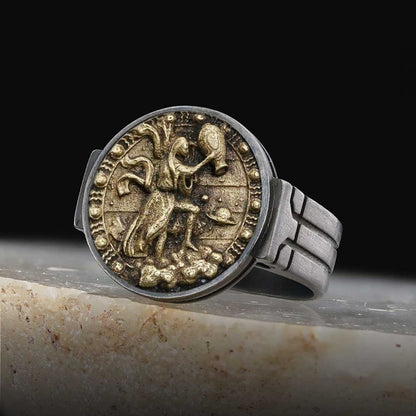 Aquarius Zodiac Round Ring by SWISS PLUS - Zodiac Collection