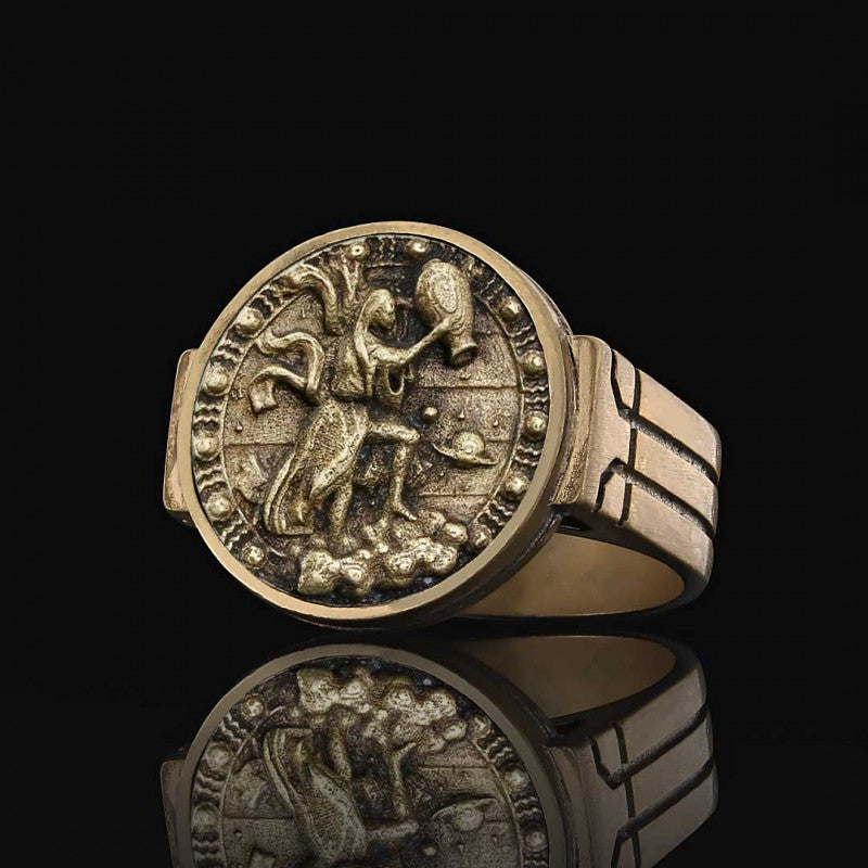 Aquarius Zodiac Round Ring
