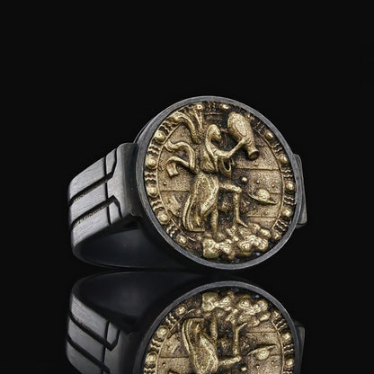 Aquarius Zodiac Round Ring by SWISS PLUS - Zodiac Collection - view 4