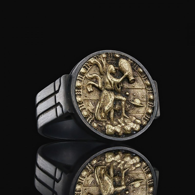 Aquarius Zodiac Round Ring