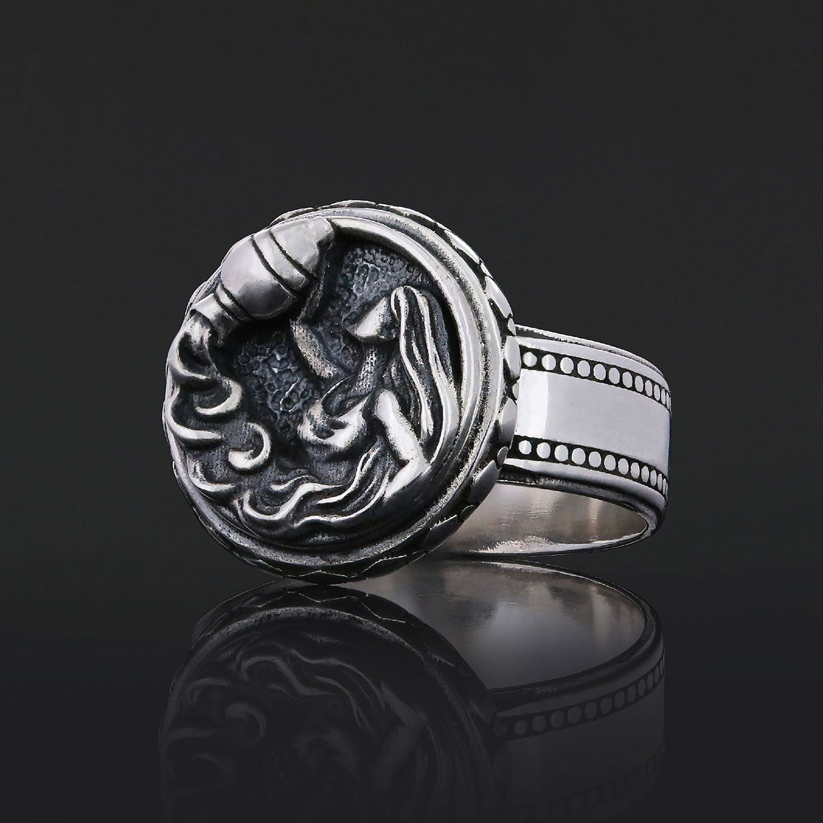 Aquarius Zodiac Silver Ring