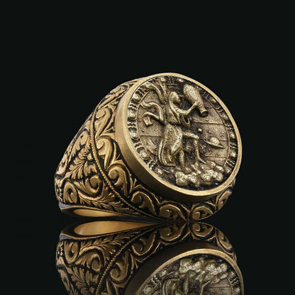 Aquarius Zodiac Silver Ring by SWISS PLUS - Zodiac Collection - view 3