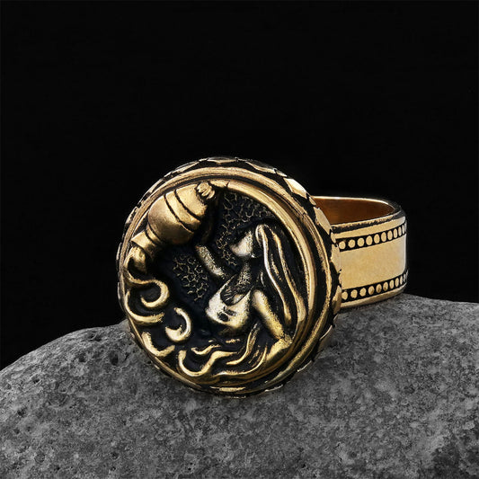 Aquarius Zodiac Silver Ring - view 1