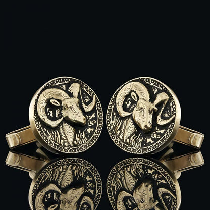 Round Handmade Silver Aries Cufflink by SWISS PLUS - Zodiac Collection - view 2
