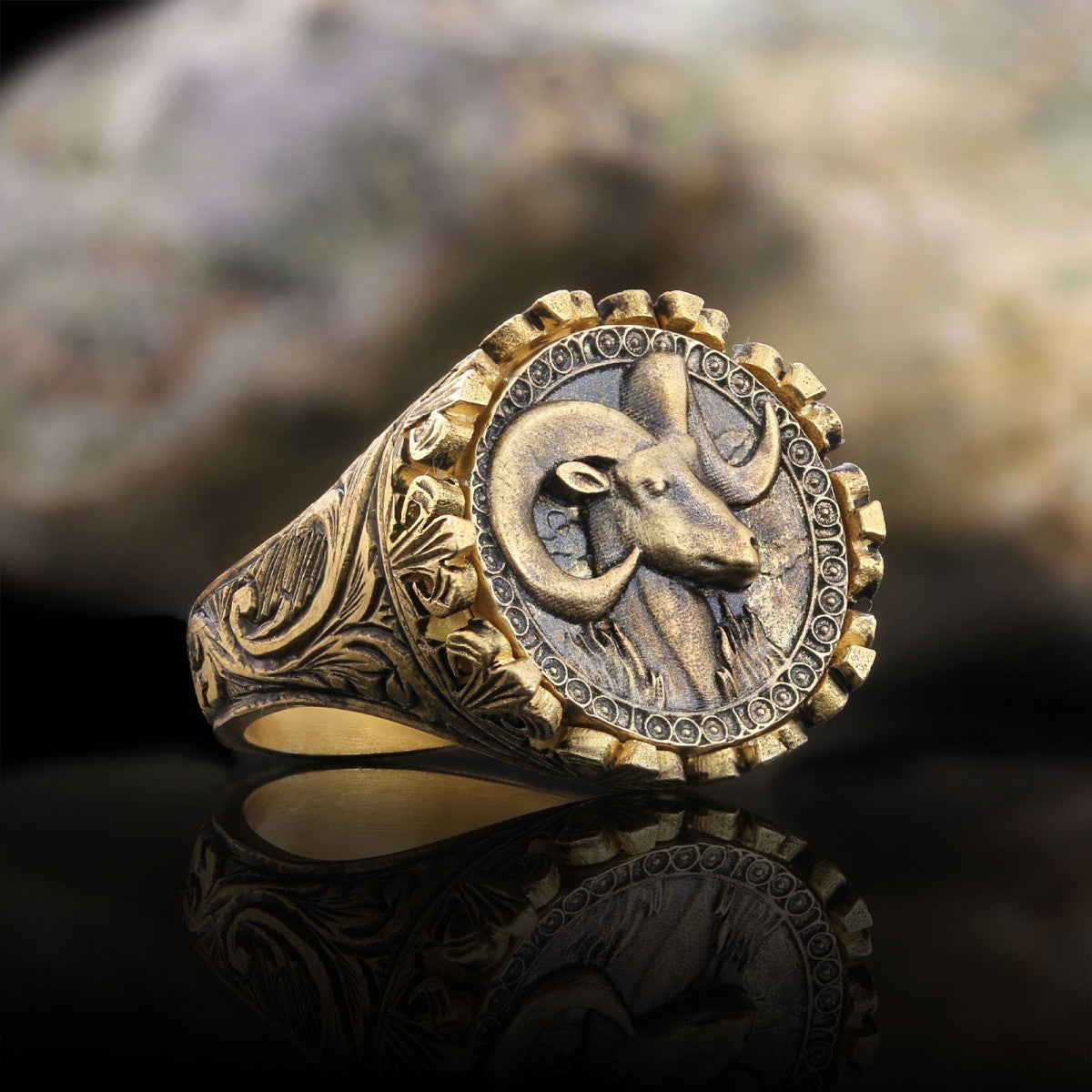 Aries Sign Ring, 925 Sterling Silver Aries Sign Ring by SWISS PLUS - Zodiac Collection